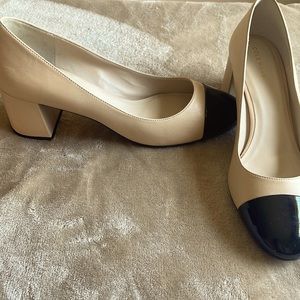 Cole Haan; The Go-To Block Heel Pump in Cream/Black